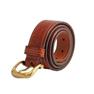 Italian Brown Grain Leather Waist Belt Size 42 Classic Men's Dress Casual Belt